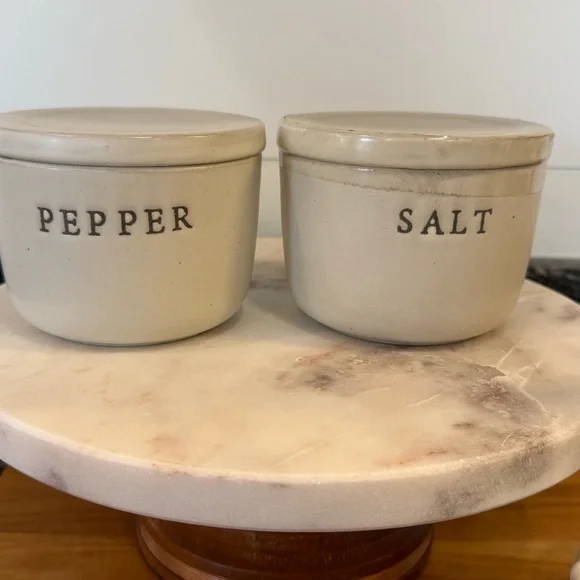 NWT Hearth and Hand White Ceramic Salt and Pepper Bowls - Picture 2 of 4